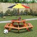 Table de pique-nique pour 6 enfants avec parasol hexagone sapin - Photo n°1