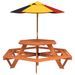 Table de pique-nique pour 6 enfants avec parasol hexagone sapin - Photo n°2