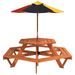 Table de pique-nique pour 6 enfants avec parasol hexagone sapin - Photo n°4