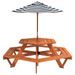 Table de pique-nique pour 6 enfants avec parasol hexagone sapin - Photo n°4