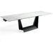 Table en marbre céramique blanc avec rallonge centrale et pieds en acier noir L 180/225/270 cm - Photo n°1
