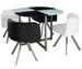 Table et 4 chaises noir et blanc pieds métal chromé Mozza - Photo n°2
