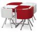 Table et 4 chaises rouge et blanc pieds métal chromé Mozza - Photo n°2