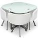 Table et 4 chaises verre blanc et pieds métal chromé Mozza - Photo n°1