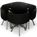 Table et 4 chaises verre noir et pieds métal chromé Mozza - Photo n°1