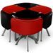 Table et 4 chaises verre rouge et noir pieds métal chromé Mozza - Photo n°1