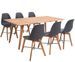 Table et 6 chaises bois d'Acacia et noir Baka - Photo n°1