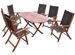 Table et 6 chaises de jardin acacia foncé et tissu noir Noiro - Photo n°2