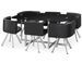 Table et 6 chaises verre noir et pieds métal chromé Mozza - Photo n°1