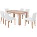 Table et chaises 7 pcs Cuir synthétique Chêne Couleur crème - Photo n°2