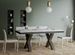Table extensible 8 à 20 places L 180 à 440 cm effet marbre blanc et cadre métal gris foncé Tsara - Photo n°2
