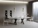 Table extensible 8 à 20 places L 180 à 440 cm effet marbre blanc et cadre métal gris foncé Tsara - Photo n°3