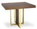 Table extensible bois noyer foncé et pieds métal doré Tessa 90/240 cm - Photo n°1