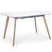 Table extensible rectangulaire blanc et bois naturel Kim 120-160 cm - Photo n°1