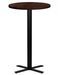 Table haute de bar ronde bois foncé et pieds en forme de croix acier noir Kooky 70 cm - Photo n°1