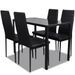 Table laqué noir et 4 chaises simili noir Kuira - Photo n°1