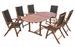 Table ovale extensible et 6 chaises de jardin acacia foncé et tissu noir Noiro - Photo n°1