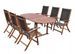 Table ovale extensible et 6 chaises de jardin acacia foncé et tissu noir Noiro - Photo n°2