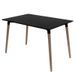 Table rectangulaire 120 cm noir brillant et pieds bois naturel Welly - Photo n°1