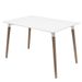 Table rectangulaire 140 cm blanc brillant et pieds bois naturel Welly - Photo n°1
