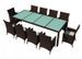 Table rectangulaire avec 10 chaises de jardin résine tressée marron Mik - Photo n°1