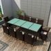 Table rectangulaire avec 10 chaises de jardin résine tressée marron Mik - Photo n°2