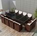 Table rectangulaire et 12 chaises de jardin résine tressée marron Iris - Photo n°2