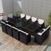 Table rectangulaire et 12 chaises de jardin résine tressée noir Iris 2 - Photo n°2