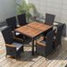 Table rectangulaire et 6 chaises de jardin acacia clair et résine tressée Vidot 3 - Photo n°2