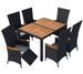 Table rectangulaire et 6 chaises de jardin métal et résine tressée noir Mae - Photo n°1