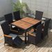 Table rectangulaire et 6 chaises de jardin métal et résine tressée noir Mae - Photo n°2