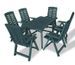 Table rectangulaire et 6 chaises de jardin plastique vert Camille - Photo n°1