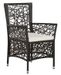 Table rectangulaire et 6 chaises de jardin résine tressée marron coussins blanc Kaila - Photo n°4