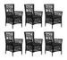 Table rectangulaire et 6 chaises de jardin résine tressée noir coussins gris Kaila - Photo n°3