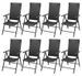 Table rectangulaire et 8 chaises de jardin métal et résine tressée noir Van - Photo n°3