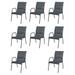 Table rectangulaire et 8 chaises de jardin métal et tissu noir Mahe - Photo n°2