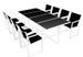 Table rectangulaire et 8 chaises de jardin métal noir et blanc Castle - Photo n°1