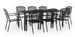 Table rectangulaire et 8 chaises de jardin métal noir Lovely - Photo n°1
