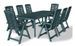 Table rectangulaire et 8 chaises de jardin plastique vert Camille - Photo n°1