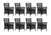 Table rectangulaire et 8 chaises de jardin résine tressée noir coussins gris Kaila - Photo n°3