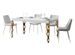 Table rectangulaire extensible orientale 6 à 10 personnes L 130 à 234 cm blanc brillant et pieds métal doré Kazay - Photo n°1