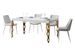 Table rectangulaire extensible orientale 6 à 20 personnes L 160 à 420 cm blanc brillant et pieds métal doré Kazay - Photo n°1