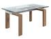 Table rectangulaire extensible Roka 160/240 cm - Plateau verre trempé et pieds noyer - Photo n°1