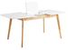 Table rectangulaire extensible scandinave blanc brillant et pieds bois clair Askin 140 à 180 cm - Photo n°1