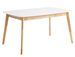 Table rectangulaire extensible scandinave blanc brillant et pieds bois clair Askin 140 à 180 cm - Photo n°2