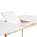 Table rectangulaire extensible scandinave blanc brillant et pieds bois clair Askin 140 à 180 cm - Photo n°5