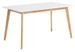 Table rectangulaire scandinave blanc brillant et pieds bois clair Askin 140 cm - Photo n°1