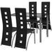 Table rectangulaire verre trempé noir et 4 chaises simili noir Vamier - Photo n°1