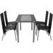 Table rectangulaire verre trempé noir et 4 chaises simili noir Vicka - Photo n°2