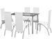Table rectangulaire verre trempé noir et 6 chaises simili blanc Vicka - Photo n°1